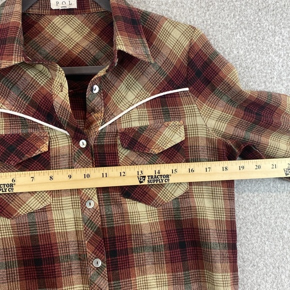 POL western button up down shirt womens S tartan plaid coastal cowgirl cotton - Picture 3 of 8